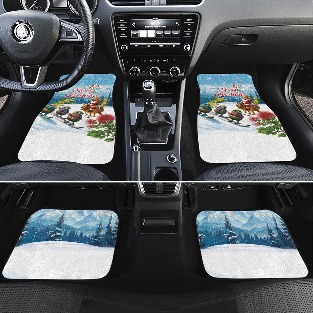 New Zealand and Australia Merry Christmas Car Mats Kiwi Birds Skiing and Koala Santa Riding Kangaroo
