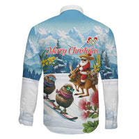 New Zealand and Australia Merry Christmas Family Matching Off Shoulder Maxi Dress and Hawaiian Shirt Kiwi Birds Skiing and Koala Santa Riding Kangaroo LT03 - Polynesian Pride