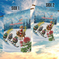 New Zealand and Australia Merry Christmas Garden Flag Kiwi Birds Skiing and Koala Santa Riding Kangaroo LT03 - Polynesian Pride