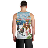 New Zealand and Australia Merry Christmas Men Tank Top Kiwi Birds Skiing and Koala Santa Riding Kangaroo LT03 - Polynesian Pride