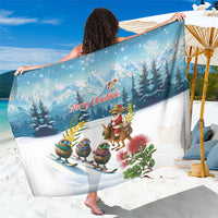 New Zealand and Australia Merry Christmas Sarong Kiwi Birds Skiing and Koala Santa Riding Kangaroo