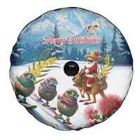New Zealand and Australia Merry Christmas Spare Tire Cover Kiwi Birds Skiing and Koala Santa Riding Kangaroo LT03 - Polynesian Pride