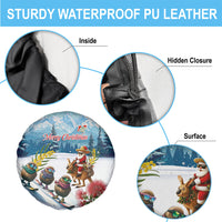 New Zealand and Australia Merry Christmas Spare Tire Cover Kiwi Birds Skiing and Koala Santa Riding Kangaroo LT03 - Polynesian Pride