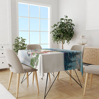 New Zealand and Australia Merry Christmas Tablecloth Kiwi Birds Skiing and Koala Santa Riding Kangaroo