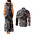 Hawaiian and Japanese Together Couples Matching Tank Maxi Dress and Long Sleeve Button Shirt Polynesian Triball Tattoo Koi Carps and Sakura