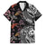 Hawaiian and Japanese Together Family Matching Off The Shoulder Long Sleeve Dress and Hawaiian Shirt Polynesian Triball Tattoo Koi Carps and Sakura
