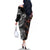 Hawaiian and Japanese Together Family Matching Off The Shoulder Long Sleeve Dress and Hawaiian Shirt Polynesian Triball Tattoo Koi Carps and Sakura