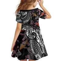 Hawaiian and Japanese Together Family Matching Off Shoulder Short Dress and Hawaiian Shirt Polynesian Triball Tattoo Koi Carps and Sakura LT03 - Polynesian Pride