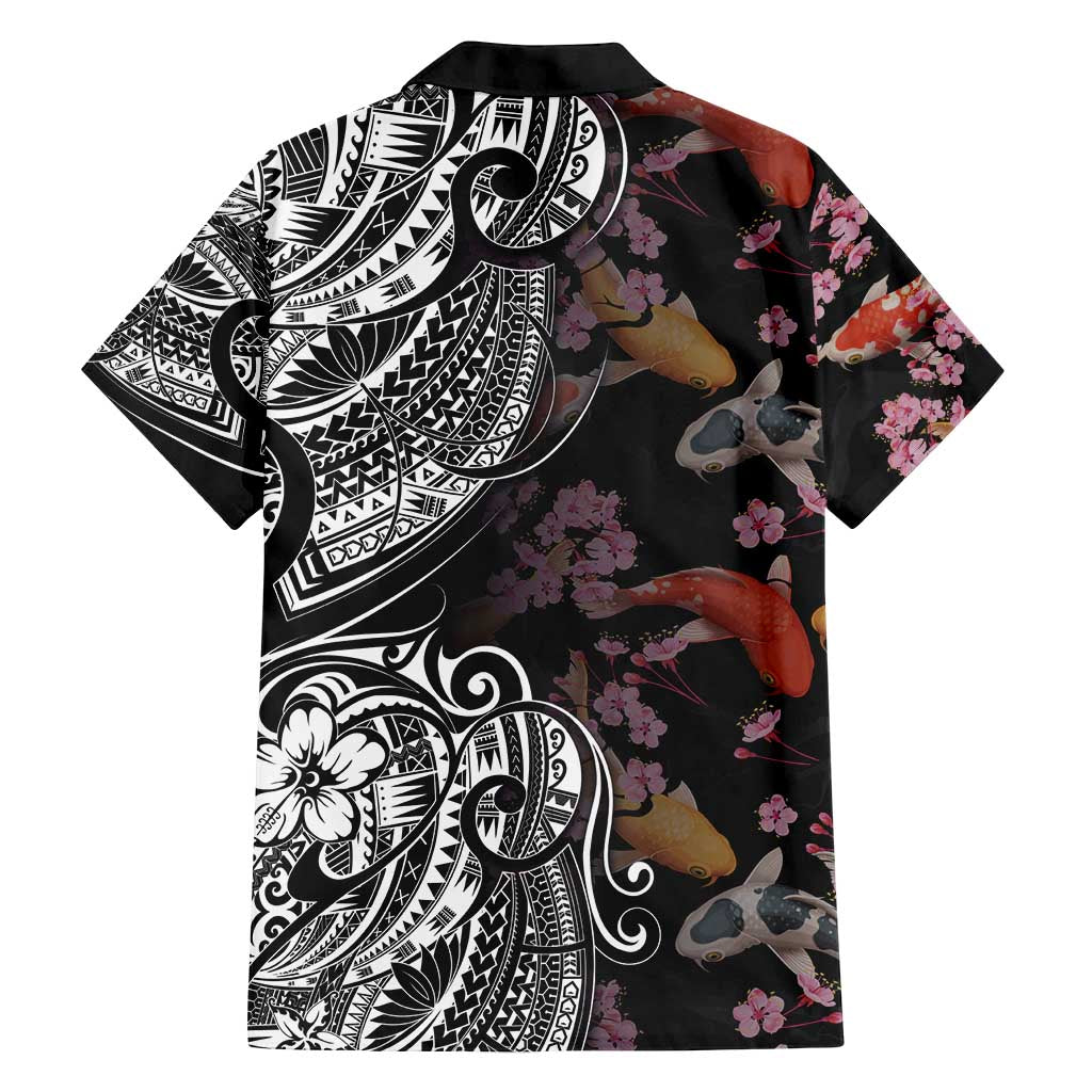 Hawaiian and Japanese Together Family Matching Summer Maxi Dress and Hawaiian Shirt Polynesian Triball Tattoo Koi Carps and Sakura LT03 - Polynesian Pride