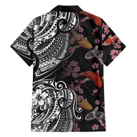 Hawaiian and Japanese Together Family Matching Summer Maxi Dress and Hawaiian Shirt Polynesian Triball Tattoo Koi Carps and Sakura LT03 - Polynesian Pride
