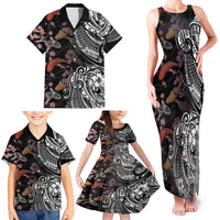 Hawaiian and Japanese Together Family Matching Tank Maxi Dress and Hawaiian Shirt Polynesian Triball Tattoo Koi Carps and Sakura LT03 - Polynesian Pride