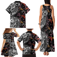 Hawaiian and Japanese Together Family Matching Tank Maxi Dress and Hawaiian Shirt Polynesian Triball Tattoo Koi Carps and Sakura LT03 - Polynesian Pride