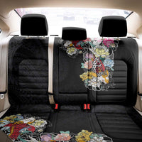 Hawaiian and Japanese Together Back Car Seat Cover Colorful Traditional Japanese Tattoo and Kakau Pattern Black Color LT03 - Polynesian Pride