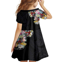 Hawaiian and Japanese Together Family Matching Summer Maxi Dress and Hawaiian Shirt Colorful Traditional Japanese Tattoo and Kakau Pattern Black Color LT03 - Polynesian Pride