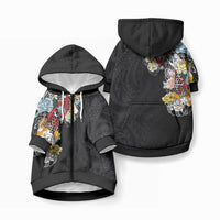 Hawaiian and Japanese Together Pet Hoodie LT03 Zip-up Black - Polynesian Pride