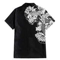 Hawaiian and Japanese Together Family Matching Mermaid Dress and Hawaiian Shirt Japanese Koi Fish Tattoo and Kakau Pattern Black Color LT03 - Polynesian Pride