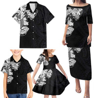 Hawaiian and Japanese Together Family Matching Puletasi and Hawaiian Shirt Japanese Koi Fish Tattoo and Kakau Pattern Black Color LT03 - Polynesian Pride