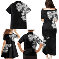 Hawaiian and Japanese Together Family Matching Puletasi and Hawaiian Shirt Japanese Koi Fish Tattoo and Kakau Pattern Black Color LT03 - Polynesian Pride