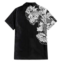 Hawaiian and Japanese Together Family Matching Puletasi and Hawaiian Shirt Japanese Koi Fish Tattoo and Kakau Pattern Black Color LT03 - Polynesian Pride