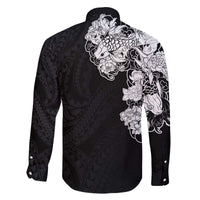Hawaiian and Japanese Together Family Matching Puletasi and Hawaiian Shirt Japanese Koi Fish Tattoo and Kakau Pattern Black Color LT03 - Polynesian Pride