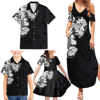 Hawaiian and Japanese Together Family Matching Summer Maxi Dress and Hawaiian Shirt Japanese Koi Fish Tattoo and Kakau Pattern Black Color LT03 - Polynesian Pride