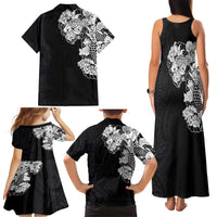 Hawaiian and Japanese Together Family Matching Tank Maxi Dress and Hawaiian Shirt Japanese Koi Fish Tattoo and Kakau Pattern Black Color LT03 - Polynesian Pride