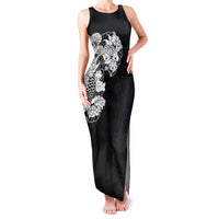 Hawaiian and Japanese Together Family Matching Tank Maxi Dress and Hawaiian Shirt Japanese Koi Fish Tattoo and Kakau Pattern Black Color LT03 Mom's Dress Black - Polynesian Pride