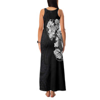 Hawaiian and Japanese Together Family Matching Tank Maxi Dress and Hawaiian Shirt Japanese Koi Fish Tattoo and Kakau Pattern Black Color LT03 - Polynesian Pride