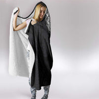 Hawaiian and Japanese Together Hooded Blanket Japanese Koi Fish Tattoo and Kakau Pattern Black Color LT03 - Polynesian Pride
