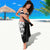 Hawaiian and Japanese Together Sarong Japanese Koi Fish Tattoo and Kakau Pattern Black Color