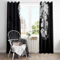 Hawaiian and Japanese Together Window Curtain Japanese Koi Fish Tattoo and Kakau Pattern Black Color LT03 - Polynesian Pride