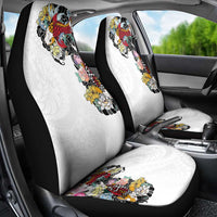 Hawaiian and Japanese Together Car Seat Cover Colorful Traditional Japanese Tattoo and Kakau Pattern White Color LT03 - Polynesian Pride