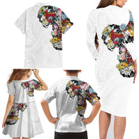 Hawaiian and Japanese Together Family Matching Long Sleeve Bodycon Dress and Hawaiian Shirt Colorful Traditional Japanese Tattoo and Kakau Pattern White Color LT03 - Polynesian Pride