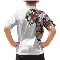Hawaiian and Japanese Together Family Matching Mermaid Dress and Hawaiian Shirt Colorful Traditional Japanese Tattoo and Kakau Pattern White Color LT03 - Polynesian Pride