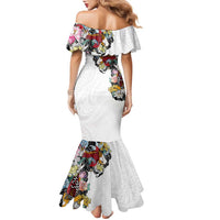 Hawaiian and Japanese Together Family Matching Mermaid Dress and Hawaiian Shirt Colorful Traditional Japanese Tattoo and Kakau Pattern White Color LT03 - Polynesian Pride