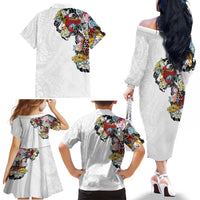 Hawaiian and Japanese Together Family Matching Off The Shoulder Long Sleeve Dress and Hawaiian Shirt Colorful Traditional Japanese Tattoo and Kakau Pattern White Color LT03 - Polynesian Pride