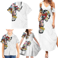 Hawaiian and Japanese Together Family Matching Summer Maxi Dress and Hawaiian Shirt Colorful Traditional Japanese Tattoo and Kakau Pattern White Color LT03 - Polynesian Pride