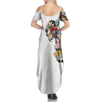 Hawaiian and Japanese Together Family Matching Summer Maxi Dress and Hawaiian Shirt Colorful Traditional Japanese Tattoo and Kakau Pattern White Color LT03 - Polynesian Pride
