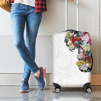 Hawaiian and Japanese Together Luggage Cover Colorful Traditional Japanese Tattoo and Kakau Pattern White Color LT03 - Polynesian Pride