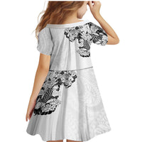 Hawaiian and Japanese Together Family Matching Mermaid Dress and Hawaiian Shirt Japanese Koi Fish Tattoo and Kakau Pattern White Color LT03 - Polynesian Pride