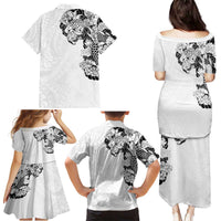 Hawaiian and Japanese Together Family Matching Puletasi and Hawaiian Shirt Japanese Koi Fish Tattoo and Kakau Pattern White Color LT03 - Polynesian Pride