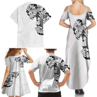 Hawaiian and Japanese Together Family Matching Summer Maxi Dress and Hawaiian Shirt Japanese Koi Fish Tattoo and Kakau Pattern White Color LT03 - Polynesian Pride