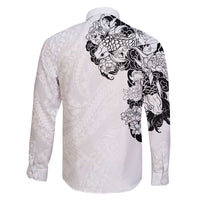Hawaiian and Japanese Together Family Matching Summer Maxi Dress and Hawaiian Shirt Japanese Koi Fish Tattoo and Kakau Pattern White Color LT03 - Polynesian Pride