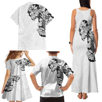Hawaiian and Japanese Together Family Matching Tank Maxi Dress and Hawaiian Shirt Japanese Koi Fish Tattoo and Kakau Pattern White Color LT03 - Polynesian Pride