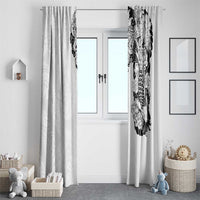 Hawaiian and Japanese Together Window Curtain Japanese Koi Fish Tattoo and Kakau Pattern White Color