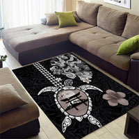Hawaiian and Japanese Together Area Rug Japanese Culture and Turtle Kakau Tattoo Black Color LT03 - Polynesian Pride