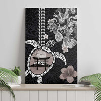 Hawaiian and Japanese Together Canvas Wall Art Japanese Culture and Turtle Kakau Tattoo Black Color LT03 - Polynesian Pride
