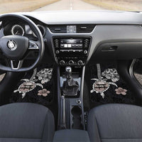 Hawaiian and Japanese Together Car Mats Japanese Culture and Turtle Kakau Tattoo Black Color LT03 Set 2pcs - Front Black - Polynesian Pride