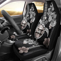 Hawaiian and Japanese Together Car Seat Cover Japanese Culture and Turtle Kakau Tattoo Black Color LT03 - Polynesian Pride