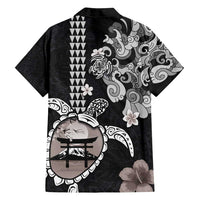 Hawaiian and Japanese Together Family Matching Long Sleeve Bodycon Dress and Hawaiian Shirt Japanese Culture and Turtle Kakau Tattoo Black Color LT03 - Polynesian Pride